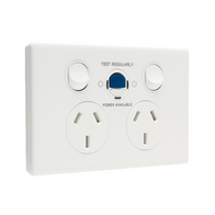 Excel Life 10A 30mA RCD Protected Horizontal Double Powerpoint 2 Gloss White