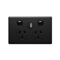 Excel Life 10A Double Powerpoint with Integrated USB Type A+C Chargers Matt Black