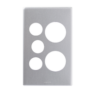 Excel Life Vertical Double Powerpoint Coverplate with Extra Function Hole Matt Silver