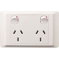 Excel Life - Secure plate - Horizontal double Powerpoint 2 gang 10A 240V a.c. secure plate white