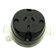 HPM 10A 3 Flat Pins 50mm Mounting Centres Plug Base Black