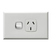 Excel - Horizontal single powerpoint 1 gang double pole 10A 240V a.c. white