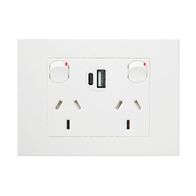HPM VIVO Double Power Point with Type A+C 15W USB Charger Mechanism White