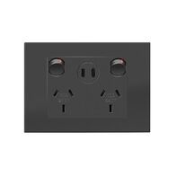 HPM VIVO Double Power Point with Type C+C 15W USB Charger Mechanism Black