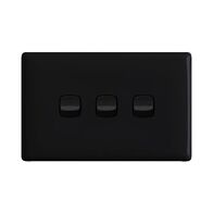 Linea - Horizontal rocker switch - Single Pole Double Throw - 3 gang 2 way 10A 240V a.c. black