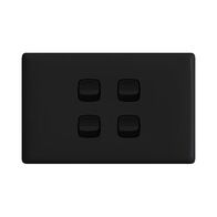 Linea - Horizontal rocker switch - Single Pole Double Throw - 4 gang 2 way 10A 240V a.c. black