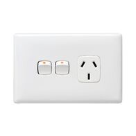 Linea - Horizontal single powerpoint 1 gang 10A 240V a.c. with extra switch white