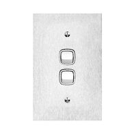 Architectural metal - Vertical rocker switch Single Pole Double Throw - 2 gang 2 way 10A 240V a.c. white stainless steel plate