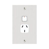 Architectural metal - Vertical single powerpoint 1 gang 10A 240V a.c. white stainless steel plate