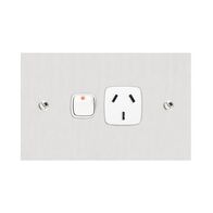 Architectural metal - Horizontal single powerpoint 1 gang 15A 240V a.c. white stainless steel plate