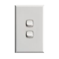 Excel - Vertical rocker switch - Single Pole Double Throw - 2 gang 2 way 10A 240V a.c. gloss white