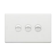 Excel Life 16AX Single Pole Double Throw Horizontal Rocker Switch 3 Gang Matt White