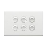 Excel Life 16A Single Pole Double Throw Horizontal Rocker Switch 6 Gang Matt White
