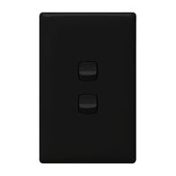 Linea - Vertical rocker switch - Single Pole Double Throw - 2 gang 2 way 240V a.c. black
