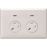 Linea - Horizontal double powerpoint 2 gang 10A 240V a.c. autoswitch white - with extra safety white