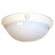 Nelson - Fluorescent oyster security light - 60W PIR motion sensor - IP44 - ceiling manual override 100° scan 7m range plastic white finish - PAR 38