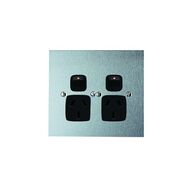 Architectural metal - Double powerpoint coverplate 2 gang with wall box cat no 920 stainless steel - black