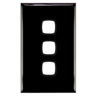 EXCEL - 3 Gang Switch Coverplate Only - Black