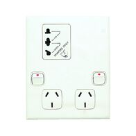 Excel - Horizontal double powerpoint with shaver outlet 2 gang 10A 240V a.c. with white