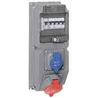 HYPRA - IEC industrial panel mount socket fixing centre IP44 3P+N+E 415V a.c. 32A grey