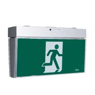 G2 LED Exit Sign complete with running man decals - silver finish with lithium battery