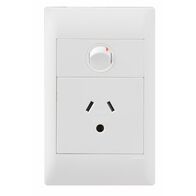 Excel Life - Common plate - Vertical single powerpoint 1 gang 10A 240V a.c. with round earth white