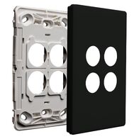 Excel Life EM Series Grid & Plate 4 Gang Black