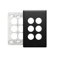 Excel Life EM Series Grid & Plate 6 Gang Matt Black