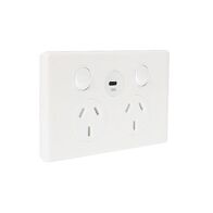 Excel Life 10A Double Powerpoint with  60W USB Type C Charger Gloss White