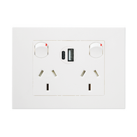 HPM VIVO 10A Double Powerpoint with Integrated Type A+C 2.4A USB Chargers White