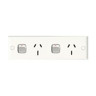 HPM Standard 15A Double Power Point with Narrow Plate White