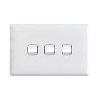 Linea - Horizontal rocker switch - Single Pole Double Throw - 3 gang 2 way 10A 240V a.c. white