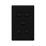 Linea - Vertical rocker switch - Single Pole Double Throw - 5 gang 2 way 240V a.c. black
