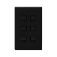 Linea - Vertical rocker switch - Single Pole Double Throw - 6 gang 2 way 240V a.c. black