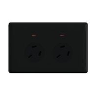 Linea Horizontal double powerpoint 2 gang 10A 240V a.c. autoswitch black - with extra safety black