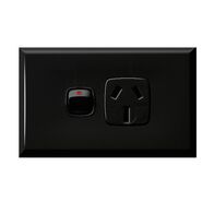 Excel - Horizontal single powerpoint 1 gang 15A 240V a.c. black