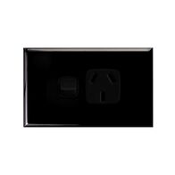 EXCEL - Single powerpoint with internal safety shutters horizontal -  High Gloss Black