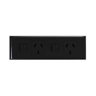 Excel - Horizontal skirting powerpoint 2 gang 10A 240V a.c. with busbar link black