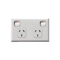 Excel - Horizontal double powerpoint 2 gang 10A 240V a.c. gloss white