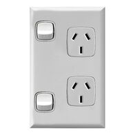 Excel - Vertical double powerpoint 2 gang 10A 240V a.c. white