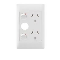 Excel Life - Common plate - Vertical double powerpoint 2 gang 10A 240V a.c. with extra hole white