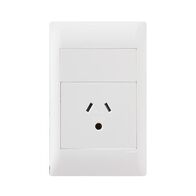 Excel Life - Common plate - Vertical single powerpoint 1 gang 10A 240V a.c. autoswitch with round earth white