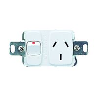 Architectural metal - Horizontal single powerpoint mechanism 10A 240V a.c. white