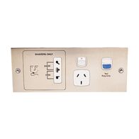 Architectural metal - Horizontal single powerpoint with shaver outlet 1 gang with shaver outlet 10A 240V a.c. with RCD 30mA white