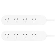 HPM Standard 4 Outlet Powerboard White - Twin Pack