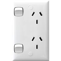 HPM Standard 10A Vertical Double Power Point with Pre-Wired Link White