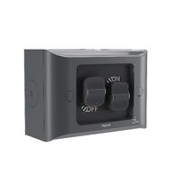 AQUA Life 16A IP66 Weatherproof Surface Mount 2 Gang Switch Cement Grey