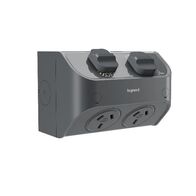 AQUA Life 10A IP53 Weatherproof Surface Mount Double Powerpoint Cement Grey