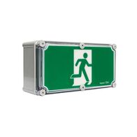 Weatherproof 32m LED Exit sign - single sided running man straight with NiMh battery - DALI