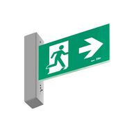 E3 LED Exit Sign - Surface with gear and lithium battery - Stainless steel wall plate on the left - Double Sided - Running man right - Galaxy